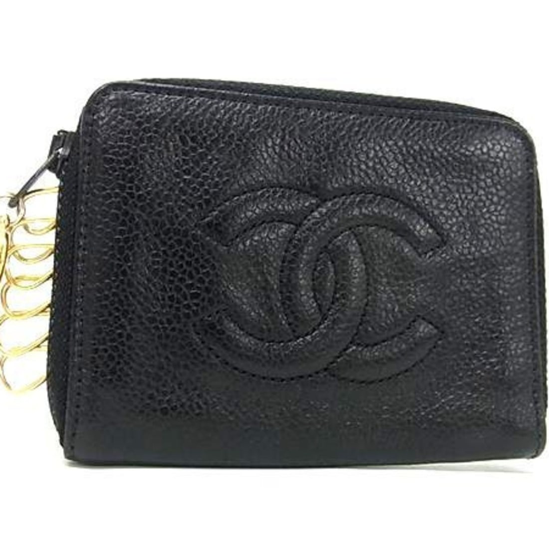 CHANEL Coco Mark Black Caviar Leather Key Case, Round, 6-Ring, for Men and Women: --- Catalog ---Category: DesignType: KeycaseColor: BlackGender: Men,Women,UnisexMaterial: Grained Calfskin Number of Key Hooks: 6Category: GeneralBrand: ChanelCountry of Origin: ItalyCategory: Physica