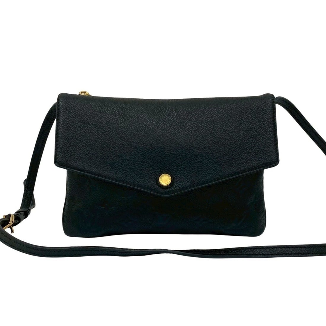 LOUIS VUITTON Twice Monogram Empreinte Leather Mini Shoulder Bag Pochette Noir 32273 (1 of 11)