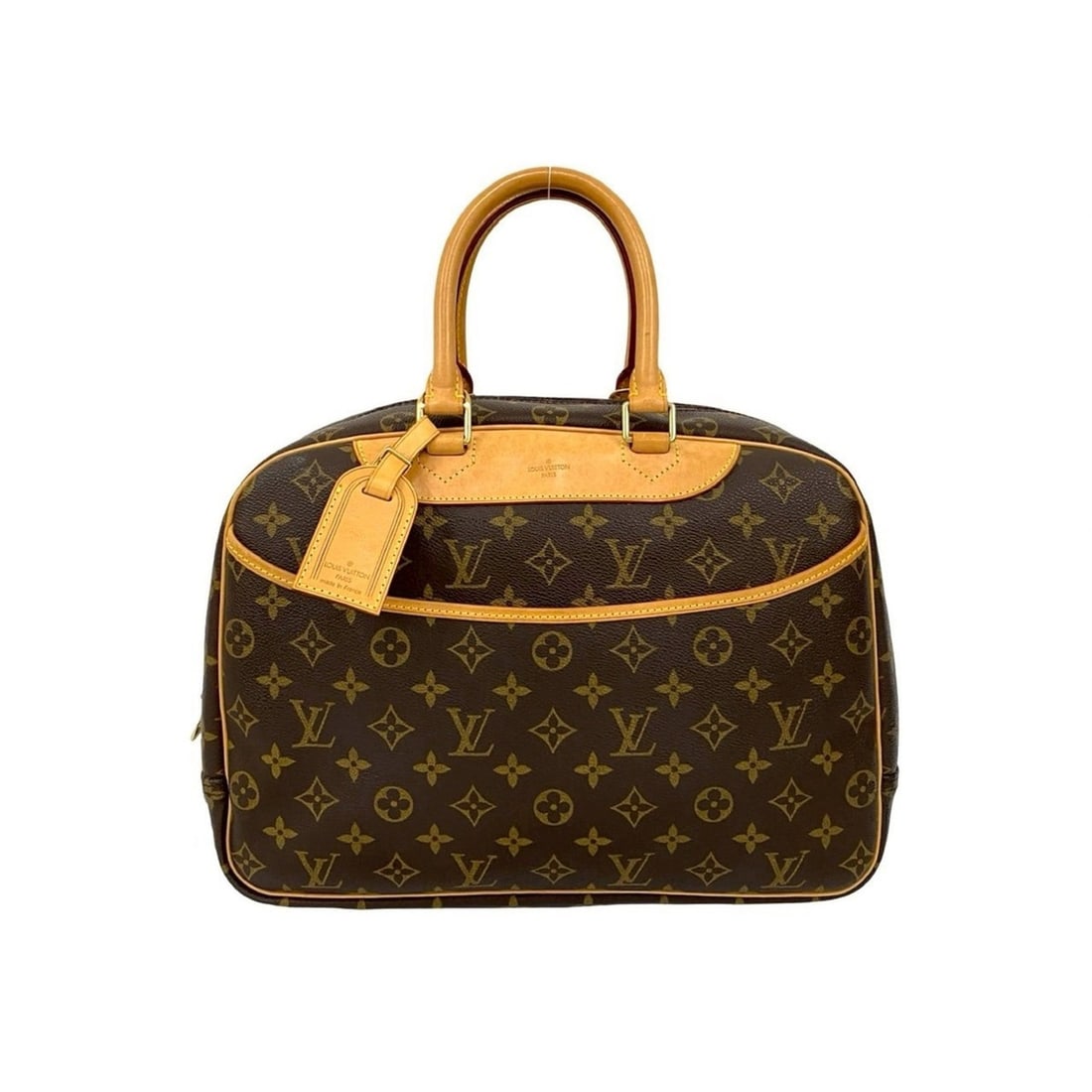 LOUIS VUITTON Deauville Monogram Leather Handbag/Mini Boston Bag, Brown, 26694 (1 of 10)