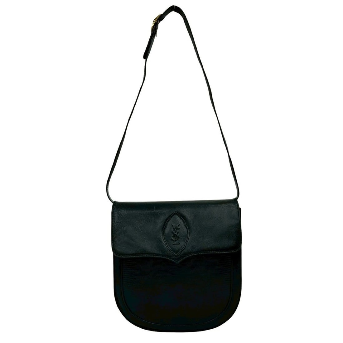 Yves Saint Laurent YSL Logo Leather Shoulder Bag Pochette Black 30680 (1 of 11)