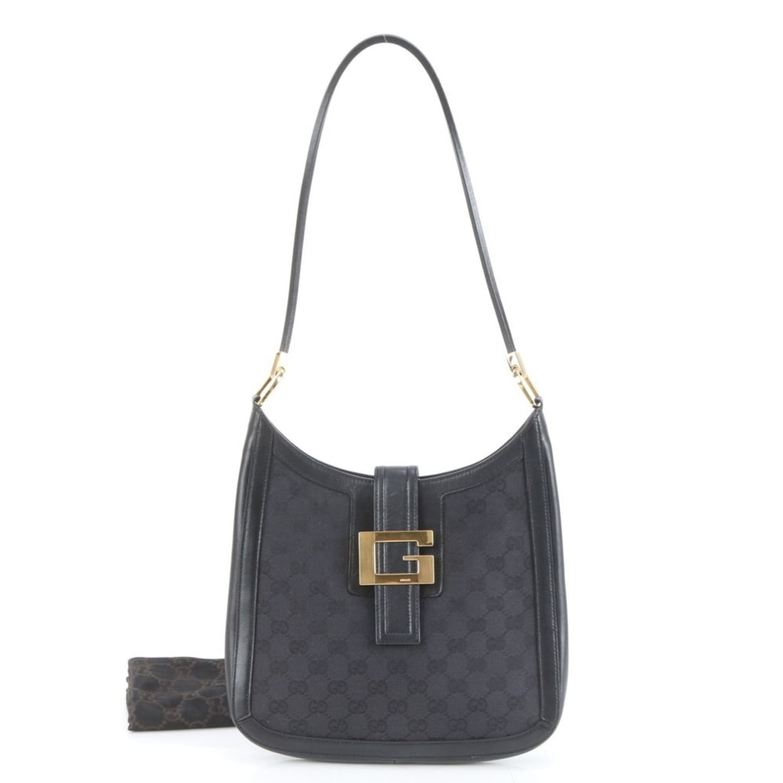Gucci GG Canvas with G Hardware 001 4142 Leather Shoulder Bag, One-Shoulder Black, Women's: --- Catalog ---Category: SizeSize (HxWxD): 26cm x 25cm x 3.5cm / 10.23'' x 9.84'' x 1.37''Category: DesignType: Shoulder bagColor: BlackGender: WomenMaterial: Leather , Canvas Category: GeneralMPN: 00