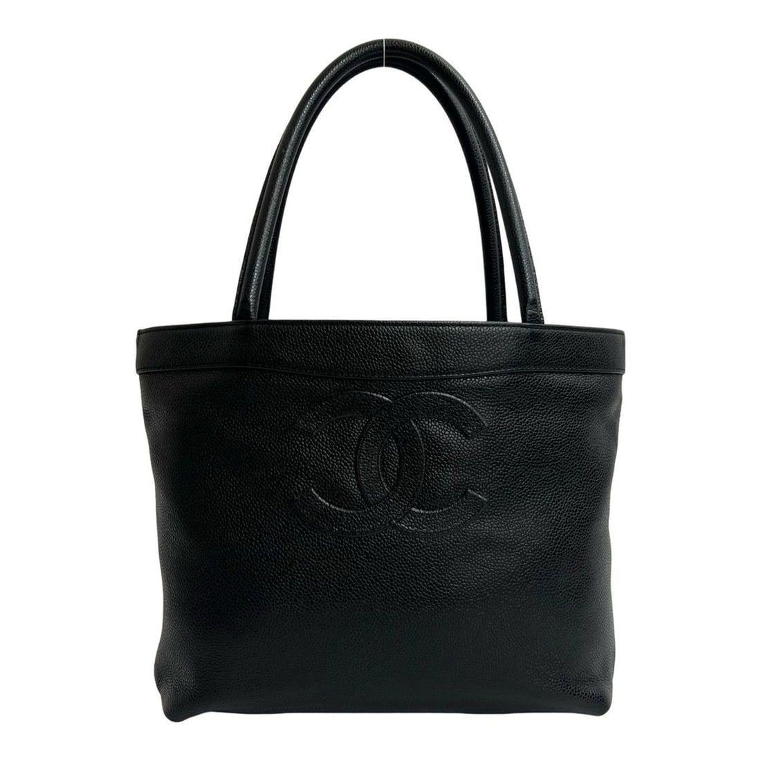 CHANEL Coco Mark Caviar Skin Tote Bag Handbag Black 36884: --- Catalog ---Category: SizeSize (HxWxD): 22cm x 24.5cm x 8cm / 8.66'' x 9.64'' x 3.14''Category: DesignType: Handbag, Tote bagColor: BlackGender: WomenMaterial: Grained Calfskin Category: GeneralBra