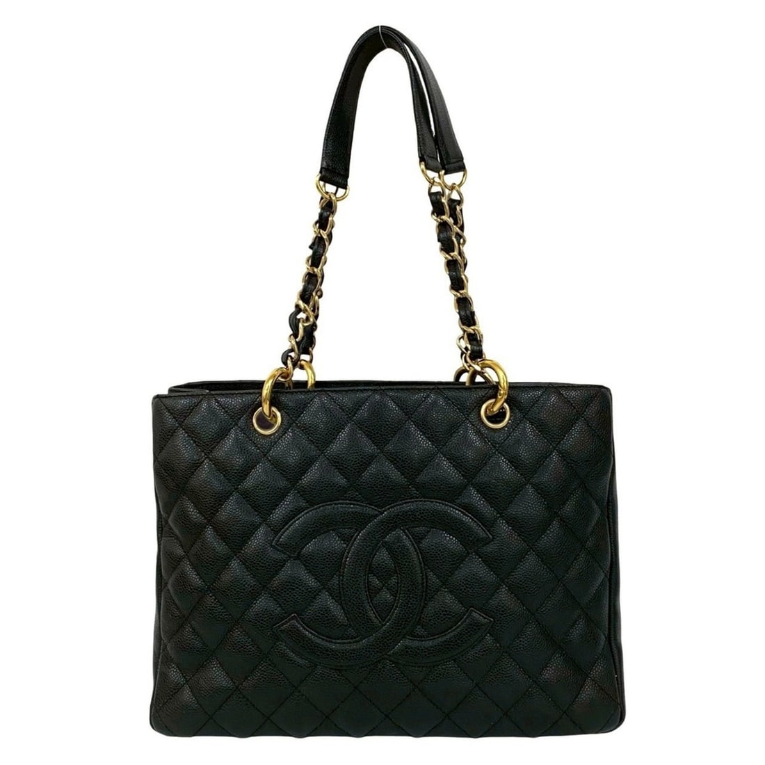 CHANEL Matelasse Coco Mark Caviar Skin Tote Bag, Black, 29608 (1 of 10)