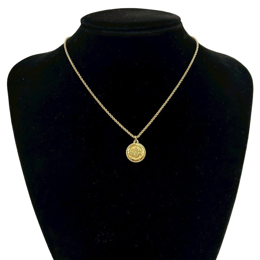 Christian Dior Emblem Logo Motif GP Chain Necklace Pendant Gold 41349 (1 of 9)