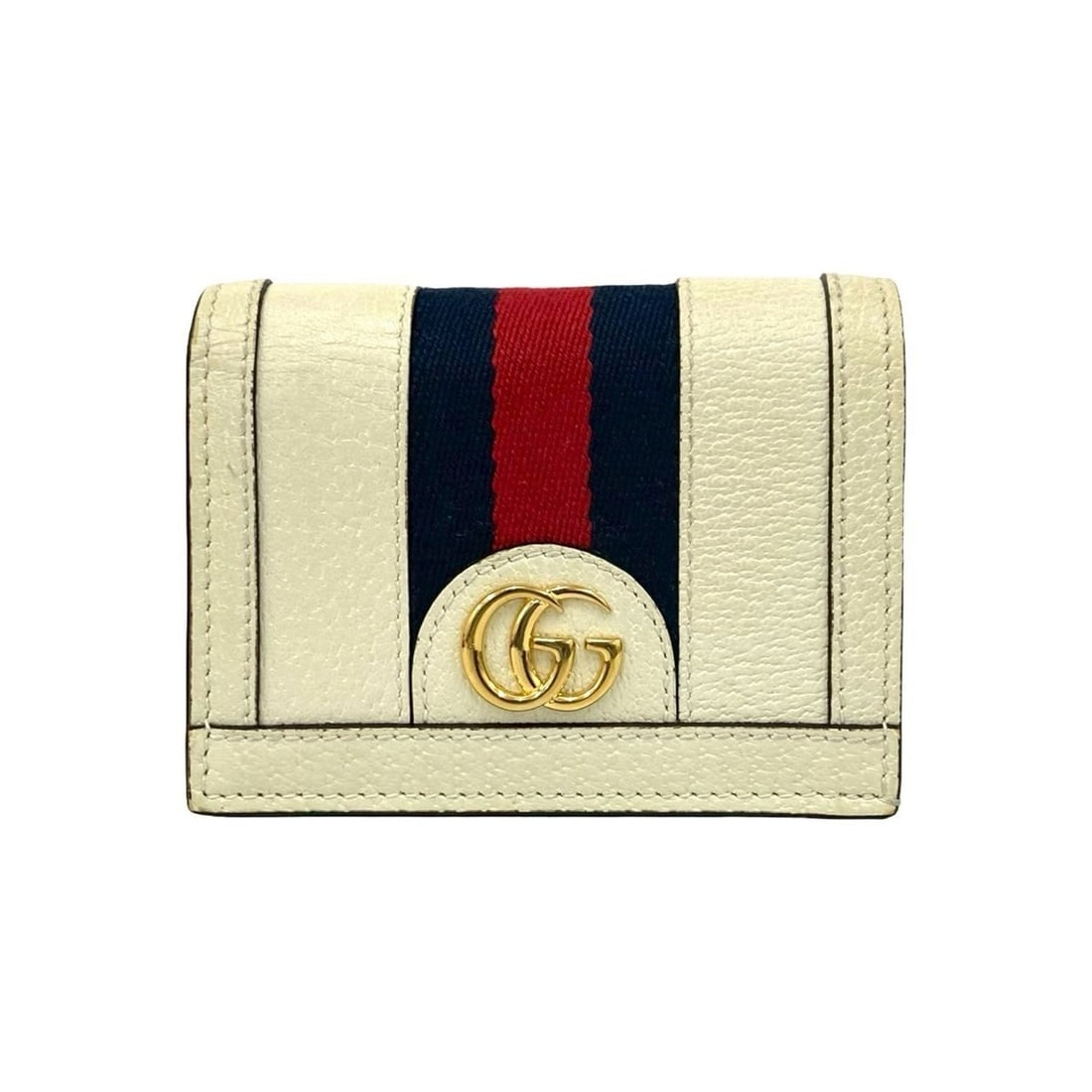 GUCCI Ophidia Sherry Line GG Logo Hardware Leather Bifold Wallet Ivory 33756 (1 of 10)