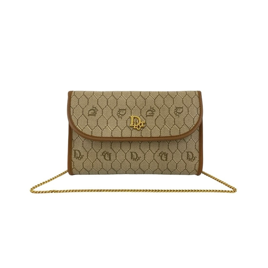 Christian Dior Honeycomb Logo Leather Chain Mini Shoulder Bag, Brown, 222-9: --- Catalog ---Category: SizeSize (HxWxD): 12cm x 19cm x 3cm / 4.72'' x 7.48'' x 1.18''Category: DesignType: Shoulder bagColor: BrownGender: WomenMaterial: Leather , PVC Category: GeneralBrand: Christ