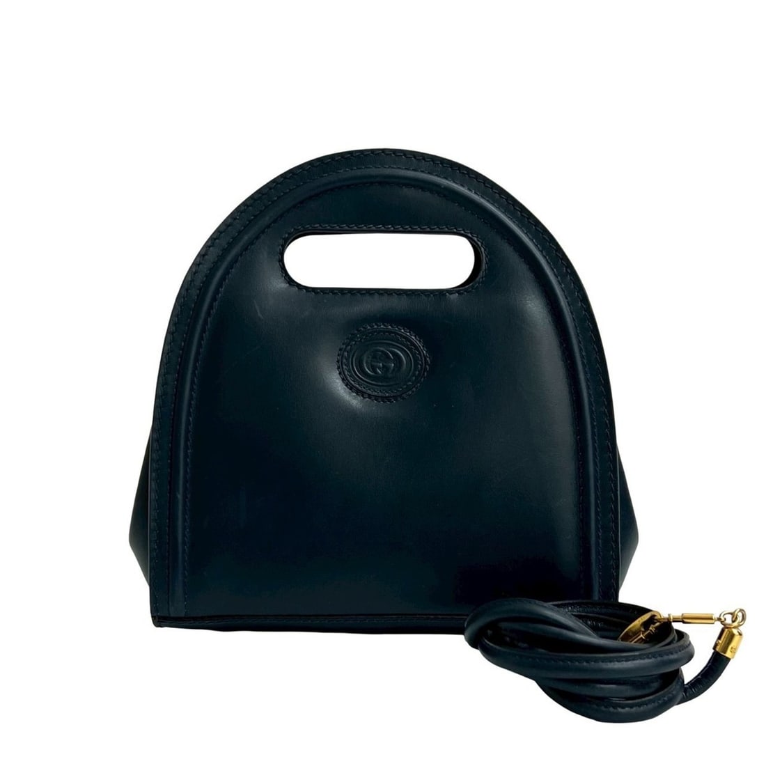 GUCCI Old Gucci GG Logo Leather 2-Way Shoulder Bag/Mini Handbag Navy Blue 35461: --- Catalog ---Category: SizeSize (HxWxD): 13.5cm x 19cm x 6cm / 5.31'' x 7.48'' x 2.36''Category: DesignType: Handbag, Shoulder bagColor: NavyGender: WomenMaterial: Leather Category: GeneralBrand: Gu