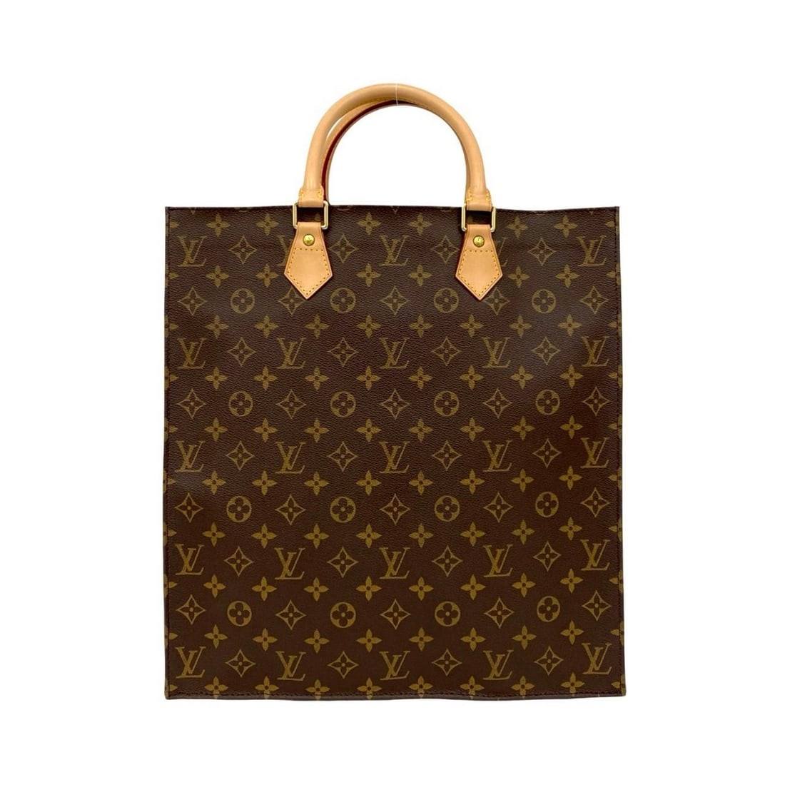 LOUIS VUITTON Sac Plat Monogram Leather Handbag Tote Bag Brown 68188 (1 of 10)
