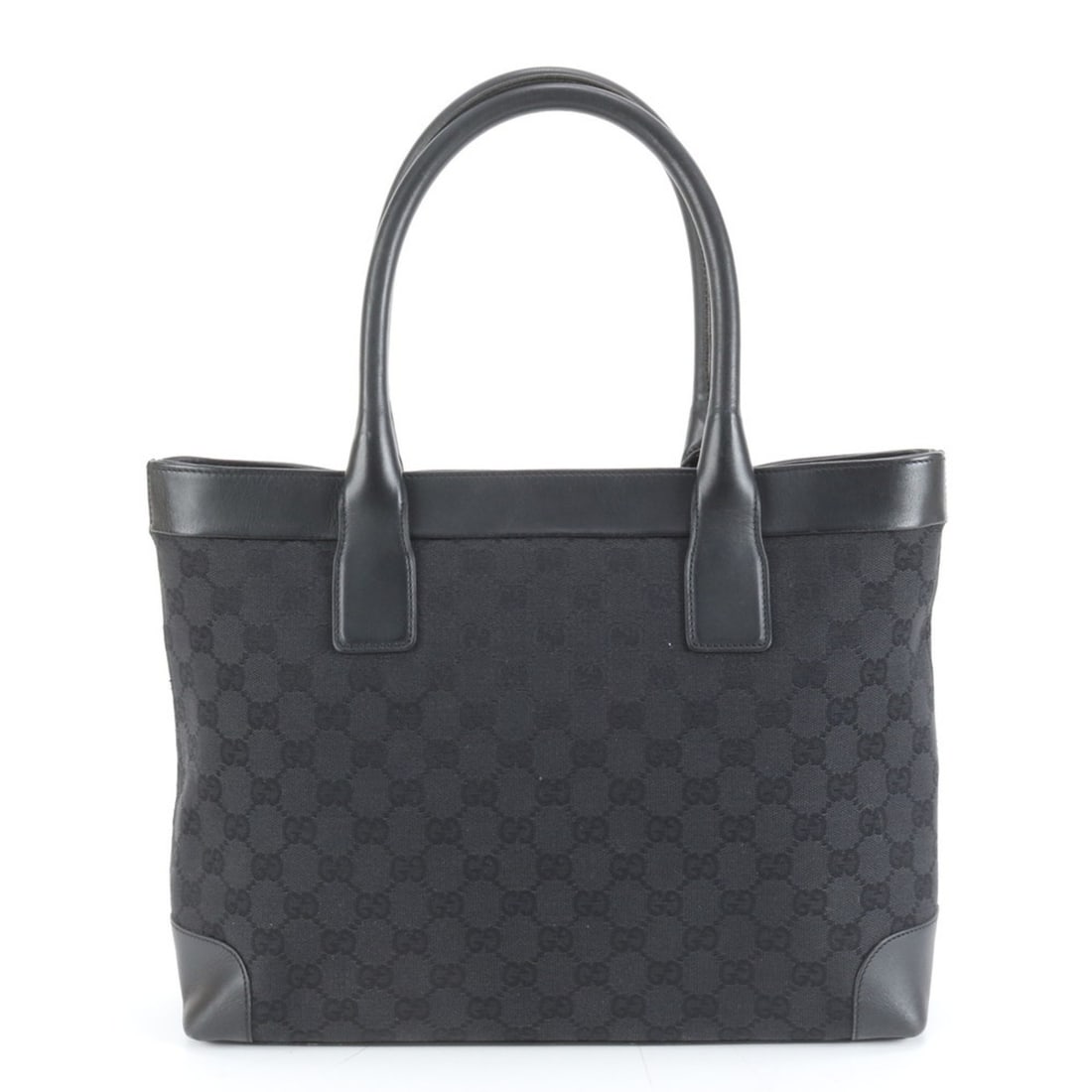 Gucci GG Canvas 33890 Leather Tote Bag Shoulder Handbag Black Women's (1 of 10)