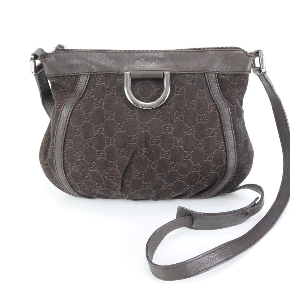 Gucci GG Canvas Abbey 265691 Leather Shoulder Bag/Crossbody/Brown Tote Bag for Women: --- Catalog ---Category: SizeSize (HxWxD): 23cm x 30cm x 1cm / 9.05'' x 11.81'' x 0.39''Category: DesignType: Shoulder bag, Tote bagColor: Dark brownGender: WomenMaterial: Leather , Canvas Category: G