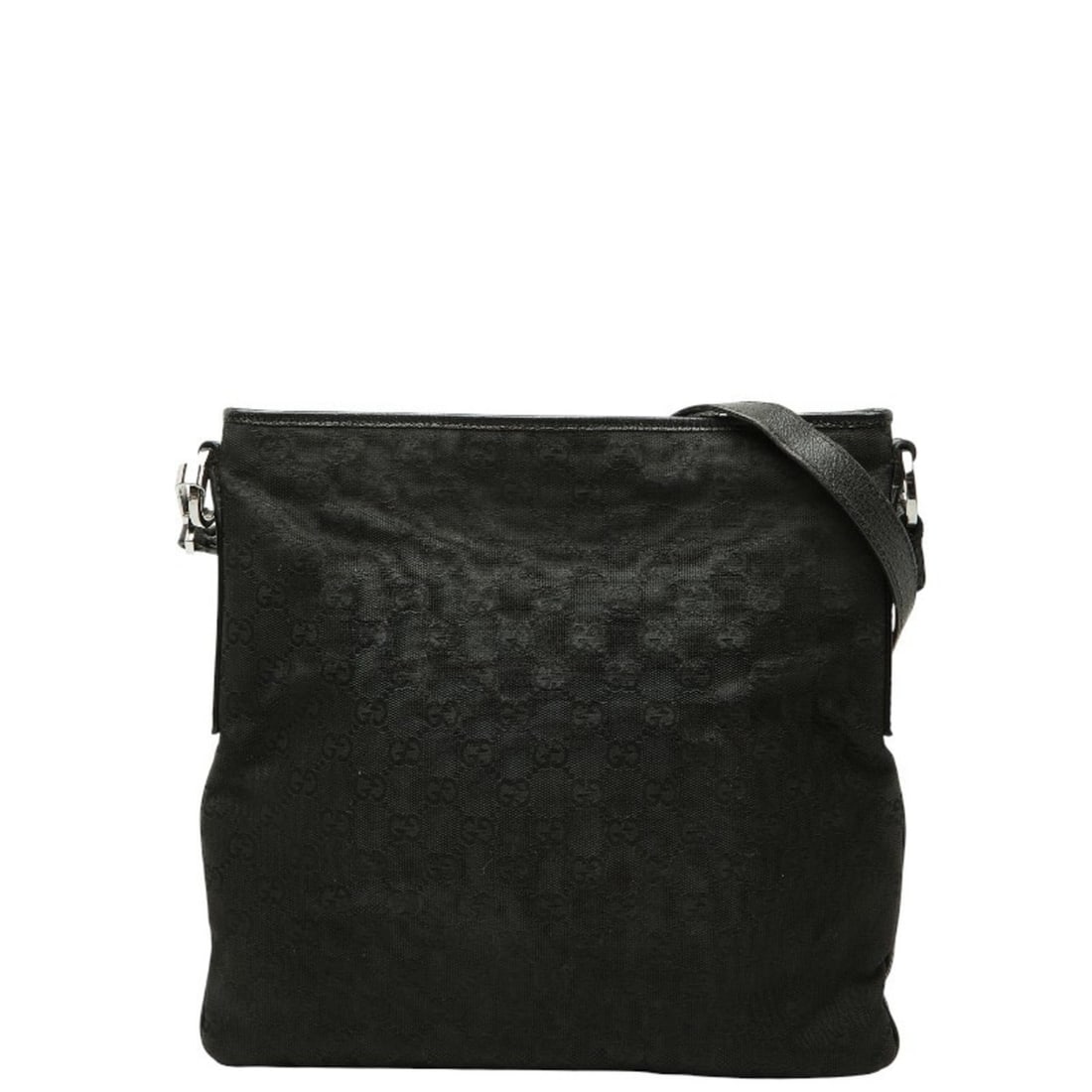 Gucci GG Canvas Crossbody Shoulder Bag 113013 Black Leather Women's GUCCI (1 of 8)