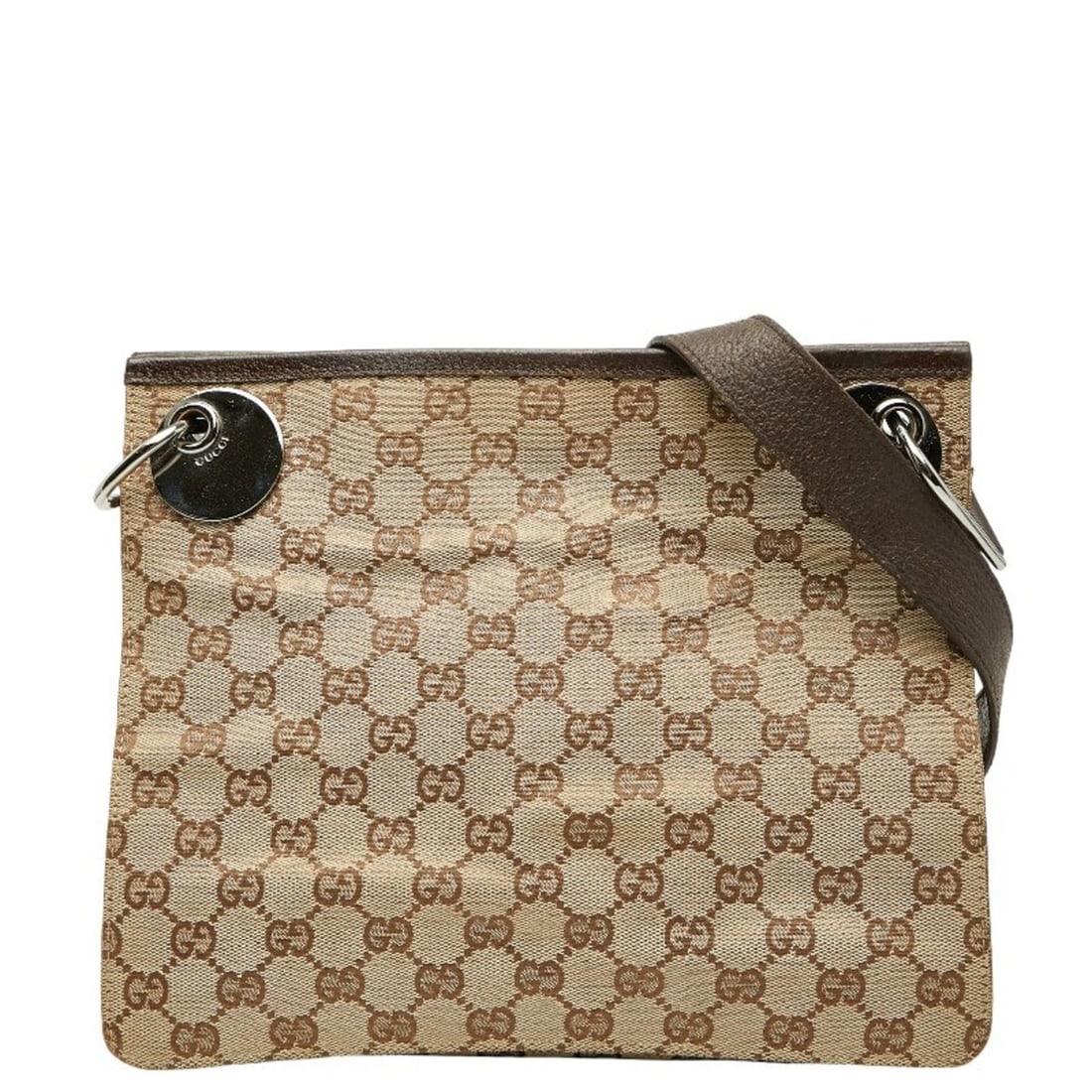 Gucci GG Canvas Crossbody Shoulder Bag 120841 Beige Brown Leather Women's GUCCI (1 of 10)