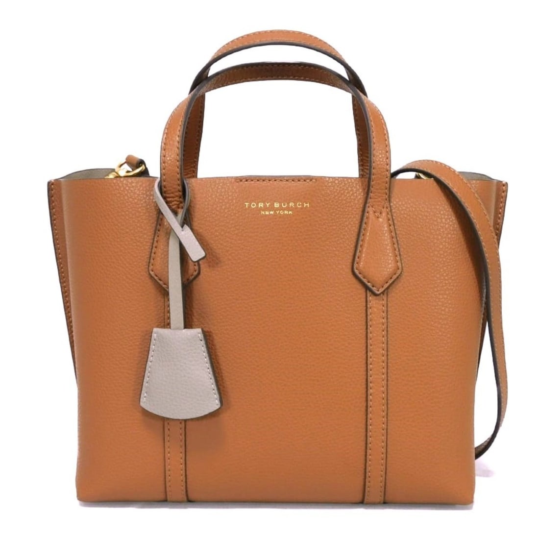 Tory Burch Perry Small Tote Bag, Brown/Gray, Shoulder Unused, Amber, 81928, Men's/Women's Bag: --- Catalog ---Category: SizeSize (HxWxD): 20cm x 29cm x 11.5cm / 7.87'' x 11.41'' x 4.52''Category: DesignType: Shoulder bag, Tote bagColor: BrownGender: Men,WomenMaterial: Leather Leather/Fur Type:
