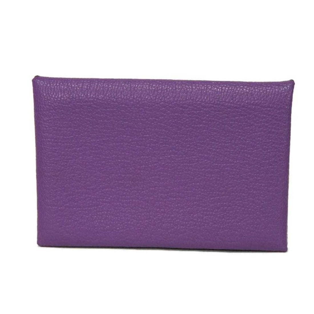 Hermes Hermès Calvi Card Case, Foil Stamping, Chevre Mysore Goatskin, Purple Snap Buttons, Palme, (1 of 16)