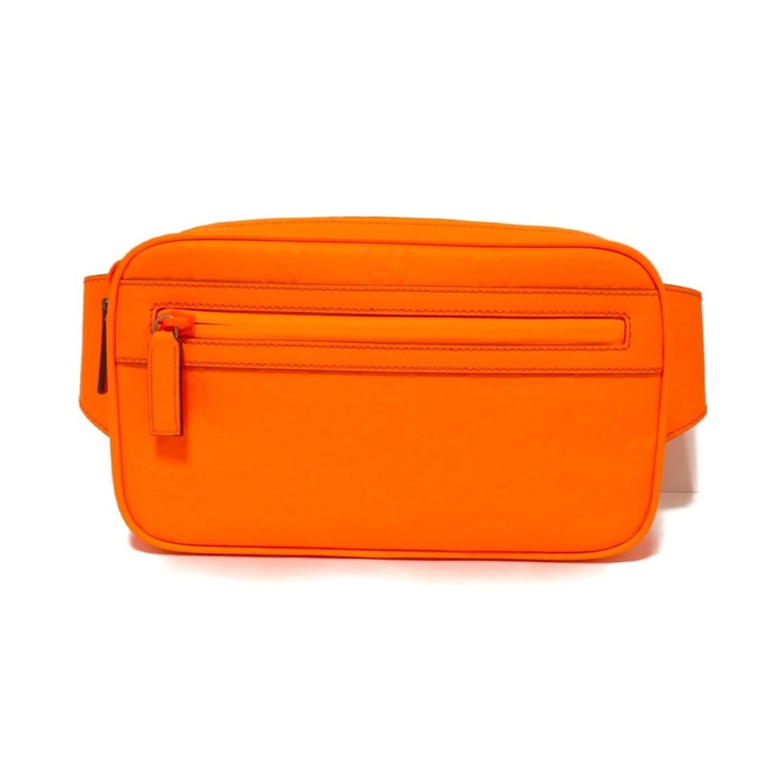 Gucci GG Rubber Effect Belt Bag in Bright Orange with Neon-Colored Embossing, 771422 AAC4F 7544,: --- Catalog ---Category: SizeSize (HxWxD): 14.5cm x 24.5cm x 5cm / 5.7'' x 9.64'' x 1.96''Category: DesignType: Fanny pack, Sling bagColor: OrangeGender: MenMaterial: Cotton , Linen , Rubber , Leather