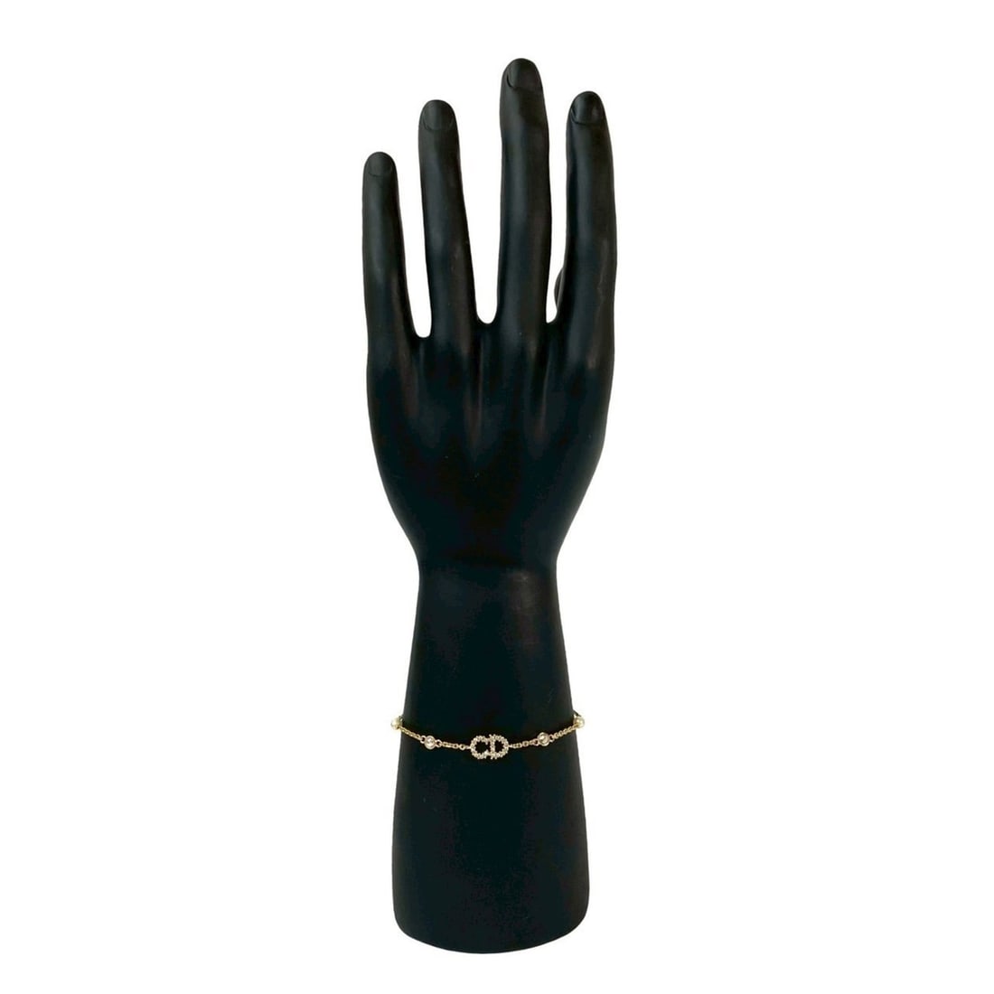 Christian Dior CD Logo GP Faux Pearl and Rhinestone Bracelet in Gold 31138 (1 of 10)