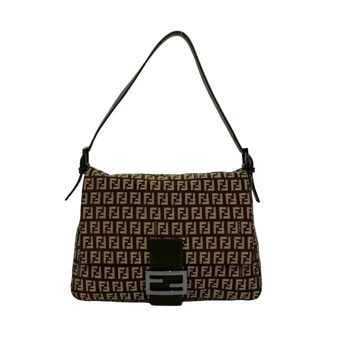 FENDI Mamma Bucket Zucchino FF Logo Canvas and Leather Handbag, Semi-Shoulder, Brown, 709-4: --- Catalog ---Category: SizeSize (HxWxD): 20cm x 28cm x 11.5cm / 7.87'' x 11.02'' x 4.52''Category: DesignType: HandbagColor: Brown, KhakiGender: WomenMaterial: Canvas , Leather Category: GeneralBran