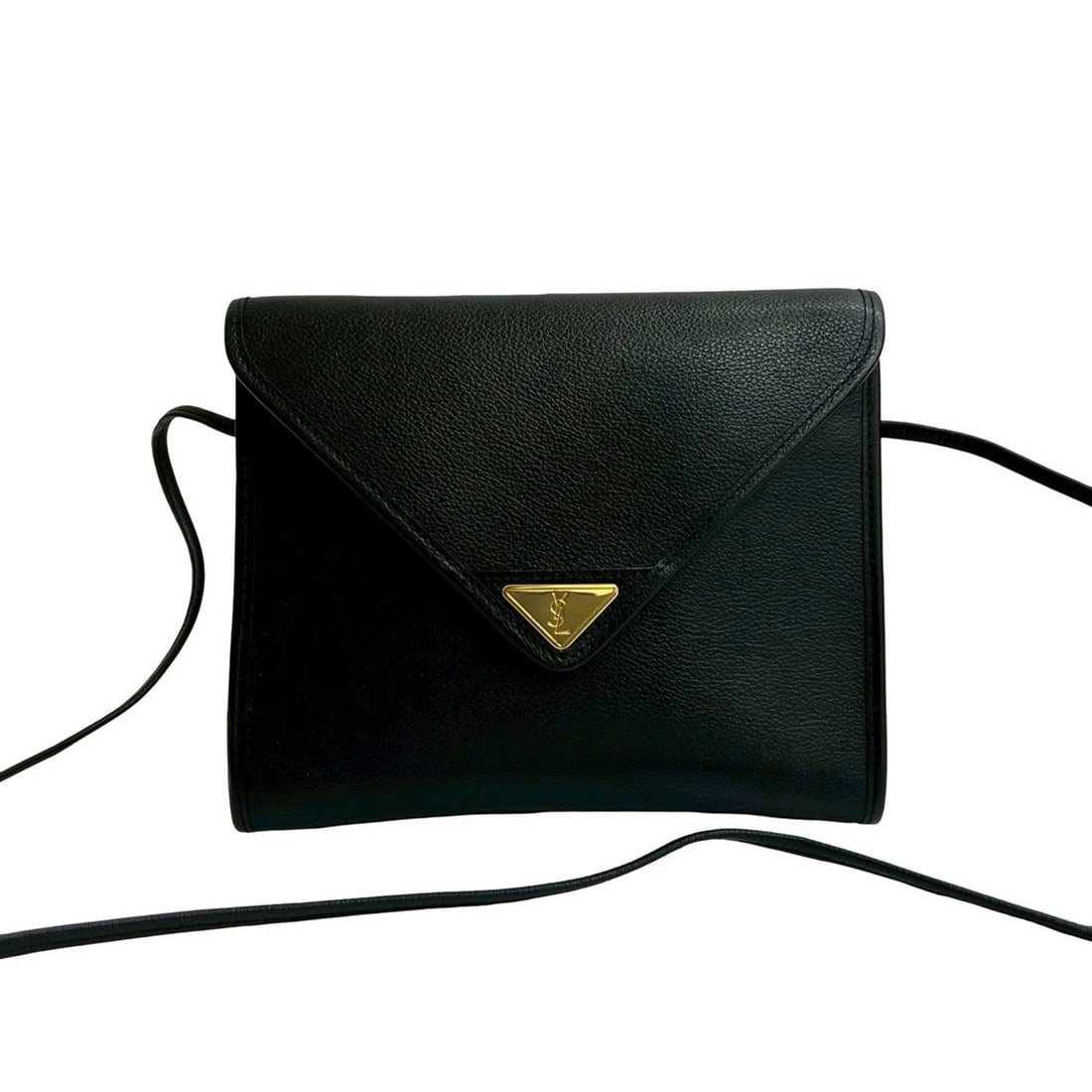 Yves Saint Laurent YSL Logo Leather Shoulder Bag Pochette Black 156-5: --- Catalog ---Category: SizeSize (HxWxD): 20cm x 23.5cm x 4cm / 7.87'' x 9.25'' x 1.57''Category: DesignType: Pochette, Shoulder bagColor: BlackGender: WomenMaterial: Leather Category: GeneralBrand: