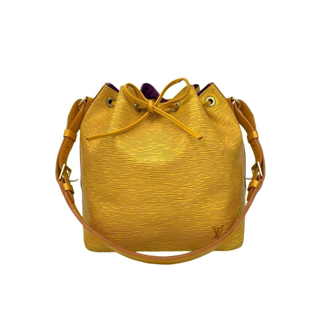 LOUIS VUITTON Petit Noé Epi Leather Drawstring Semi-One Shoulder Bag in Tassili Yellow 80-10: --- Catalog ---Category: SizeSize (HxWxD): 26.5cm x 25cm x 19cm / 10.43'' x 9.84'' x 7.48''Category: DesignType: Shoulder bagColor: YellowGender: WomenMaterial: Epi leather Category: GeneralBrand: Lou