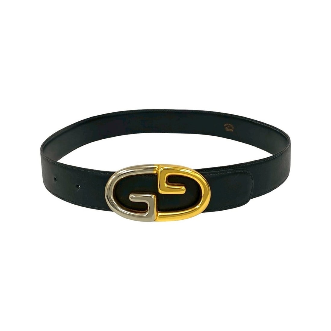 GUCCI GG Logo Buckle Belt Leather GP Women's Black Gold Silver 68998 (1 of 11)