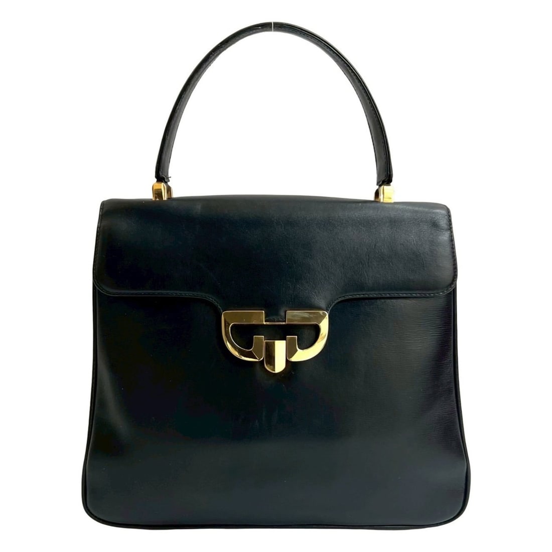 GUCCI Old Gucci G Logo Motif Leather Handbag Mini Tote Bag Black 25988 (1 of 14)