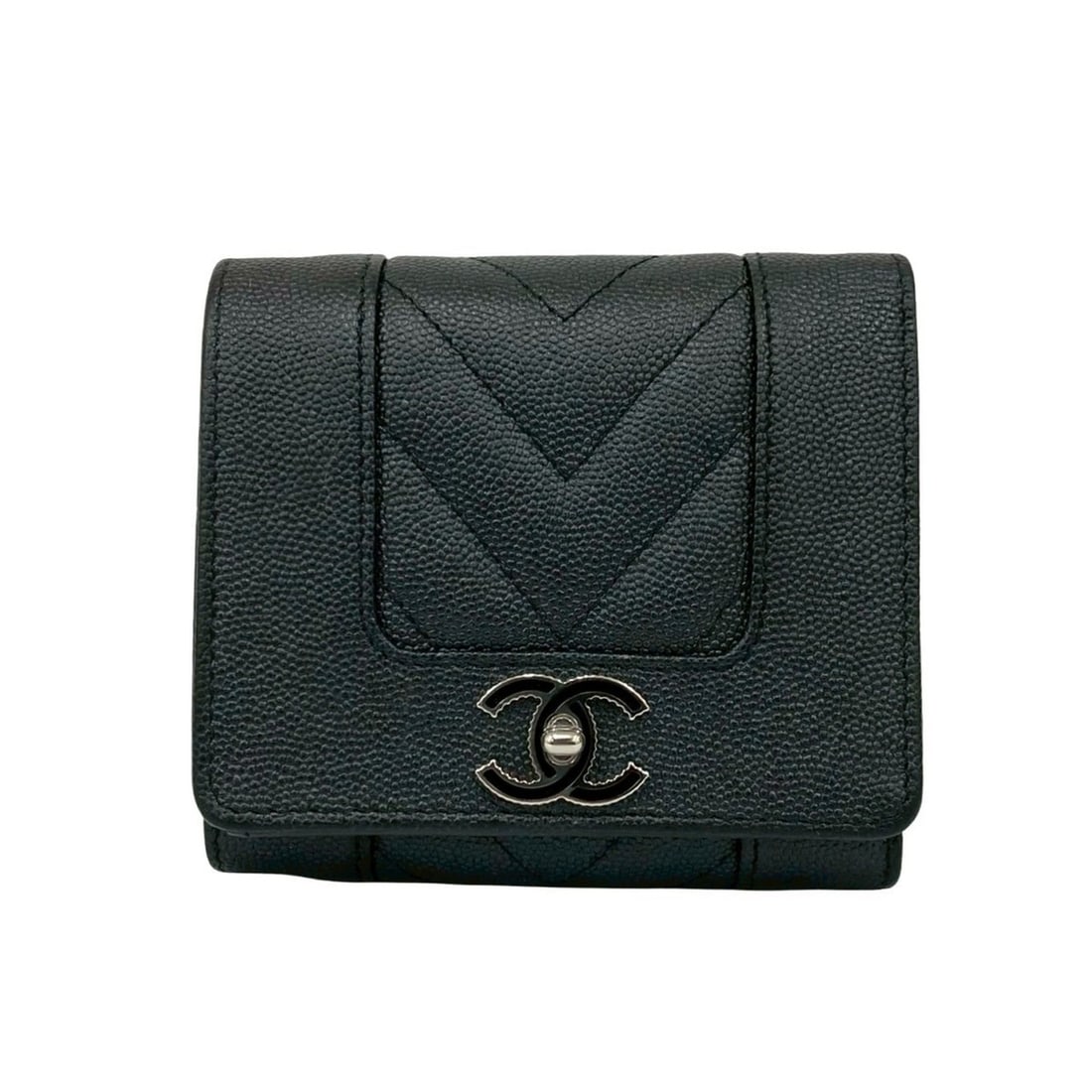CHANEL Mademoiselle Coco Caviar Leather Tri-fold Wallet, Black, 28557 (1 of 13)