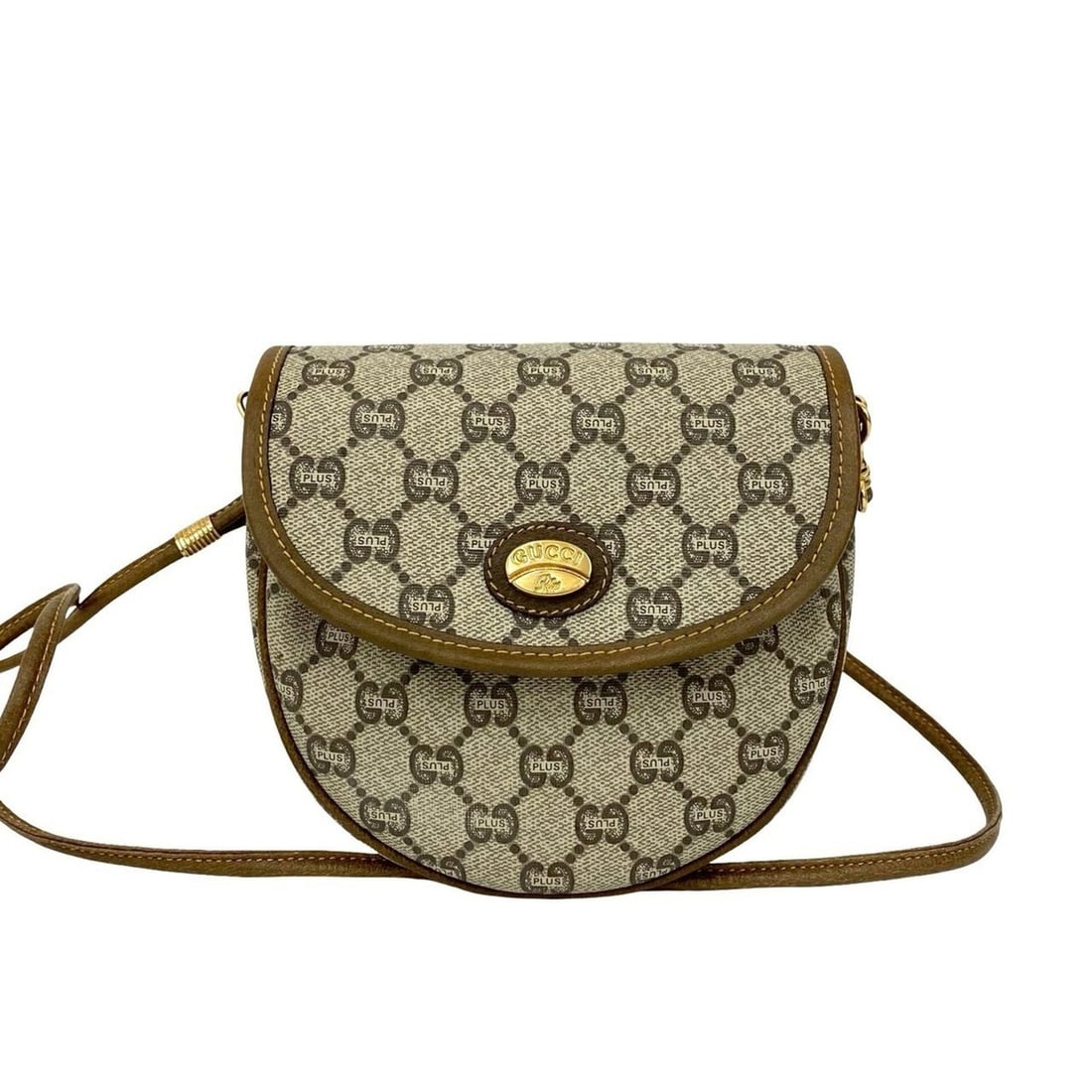 GUCCI Old Gucci Plus Logo Leather Mini Shoulder Bag Brown 32798: --- Catalog ---Category: SizeSize (HxWxD): 16cm x 16cm x 6cm / 6.29'' x 6.29'' x 2.36''Category: DesignType: Shoulder bagColor: BrownGender: WomenMaterial: Leather , PVC Category: GeneralBrand: Gucci-