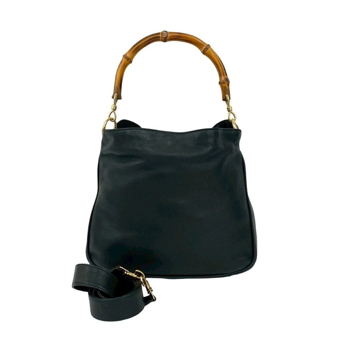 GUCCI Old Gucci Bamboo Leather 2-Way Handbag Tote Bag Shoulder 43538: --- Catalog ---Category: SizeSize (HxWxD): 25cm x 29cm x 9.5cm / 9.84'' x 11.41'' x 3.74''Category: DesignType: Handbag, Shoulder bag, Tote bagColor: BlackGender: WomenMaterial: Leather Category: Gene