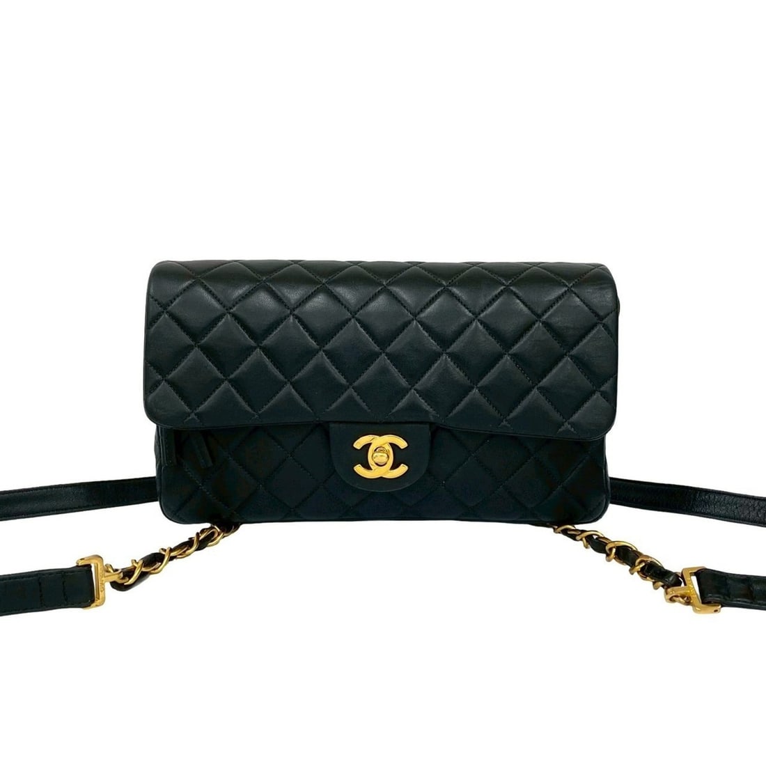 CHANEL Matelasse Coco Mark Lambskin Leather Backpack in Black 20777: --- Catalog ---Category: SizeSize (HxWxD): 15cm x 25cm x 6cm / 5.9'' x 9.84'' x 2.36''Category: DesignType: BackpackColor: BlackGender: WomenMaterial: Leather Leather/Fur Type: LambskinCategory: Gener