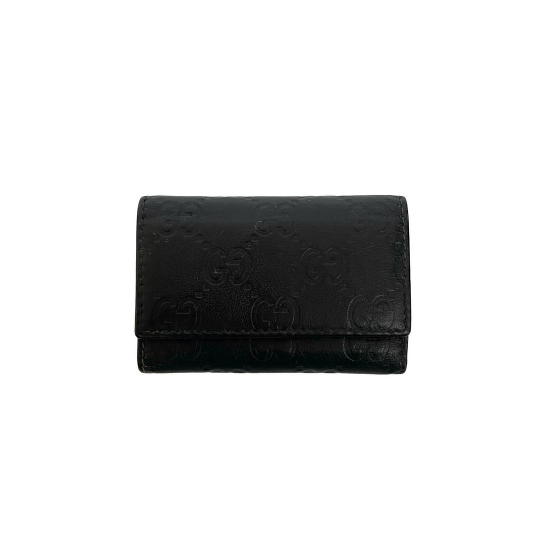 GUCCI Gucci Shima GG Logo All-Over Print Leather Tri-Fold 6-Ring Key Case, Cover, Holder, Black,: --- Catalog ---Category: DesignType: KeycaseColor: BlackGender: WomenMaterial: Leather Category: GeneralBrand: GucciCategory: Physical PropertiesSize (HxWxD): 6cm x 9.5cm x 1.5cm / 2.36'' x 3.74'' x 0