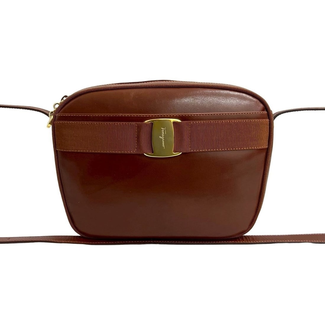 Salvatore Ferragamo Vara Logo Leather Mini Shoulder Bag, Brown, 82727: --- Catalog ---Category: SizeSize (HxWxD): 17cm x 19cm x 8cm / 6.69'' x 7.48'' x 3.14''Category: DesignType: Shoulder bagColor: BrownGender: WomenMaterial: Leather Category: GeneralBrand: Salvatore Fe