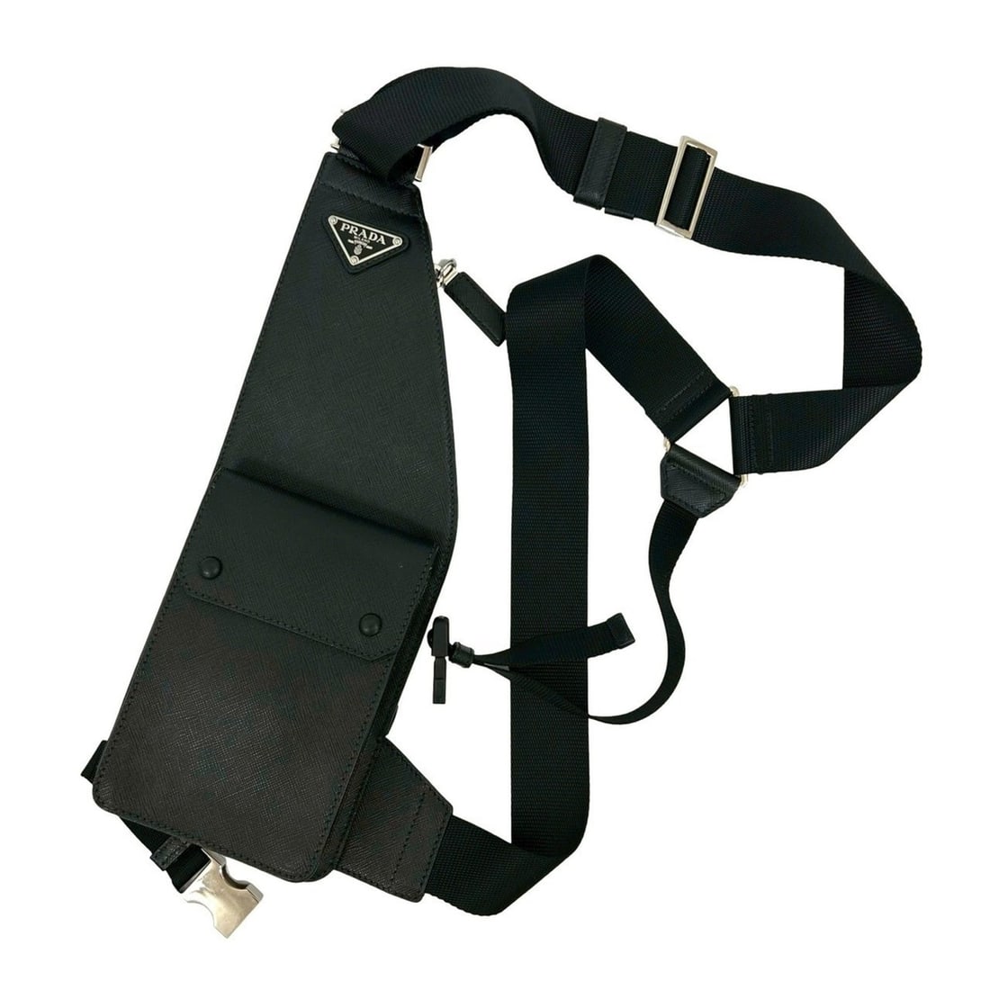 PRADA Triangle Logo Saffiano Leather Shoulder Bag/Body Bag/Sling Bag Black 08069: --- Catalog ---Category: SizeSize (HxWxD): 35cm x 13cm / 13.77'' x 5.11''Category: DesignType: Shoulder bag, Sling bagColor: BlackGender: WomenMaterial: Leather Category: GeneralBrand: Prada--- Item L