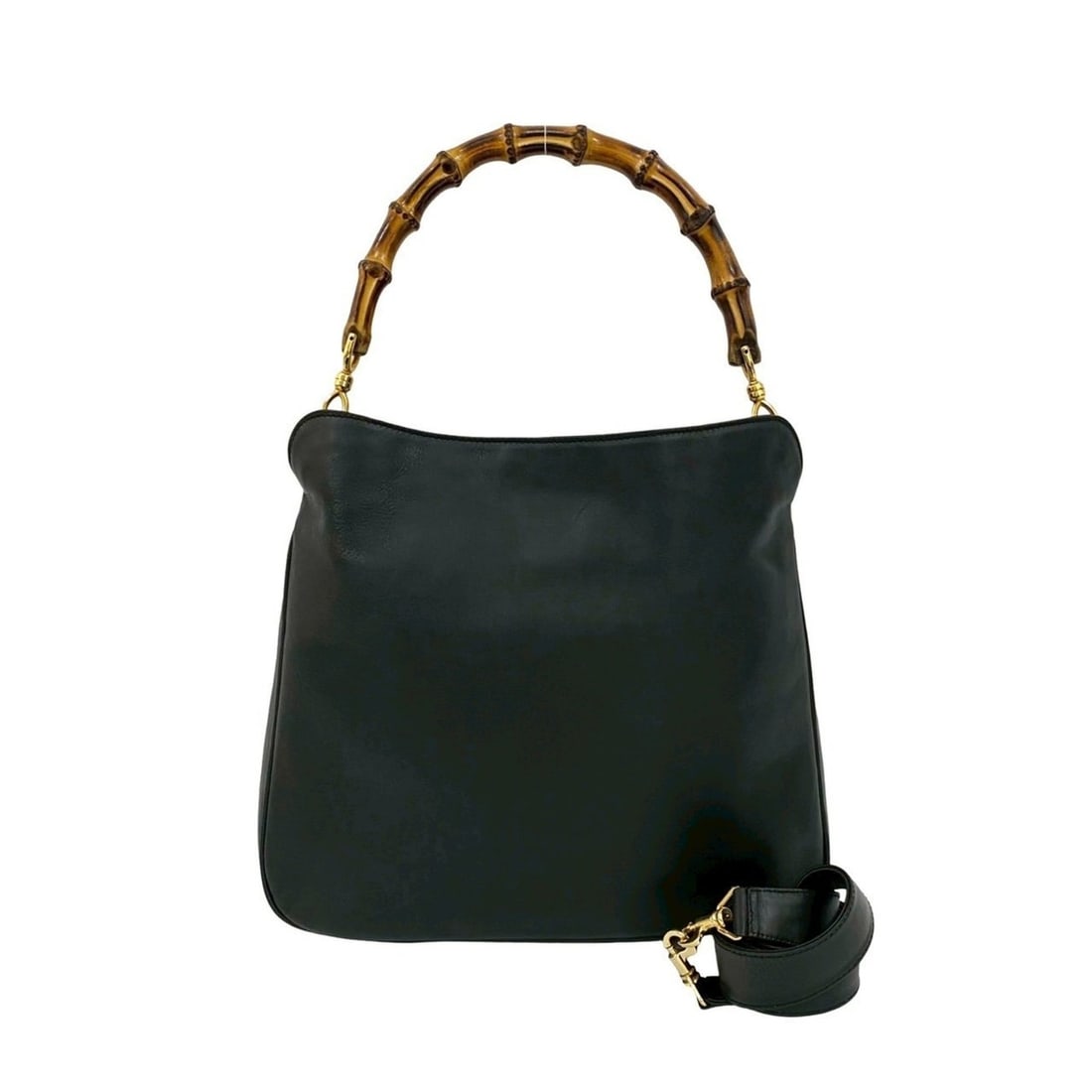 GUCCI Old Gucci Bamboo Leather 2-Way Handbag/Shoulder Bag, Black, 40755: --- Catalog ---Category: SizeSize (HxWxD): 25cm x 28cm x 9cm / 9.84'' x 11.02'' x 3.54''Category: DesignType: Handbag, Shoulder bagColor: BlackGender: WomenMaterial: Leather Category: GeneralBrand: Gu