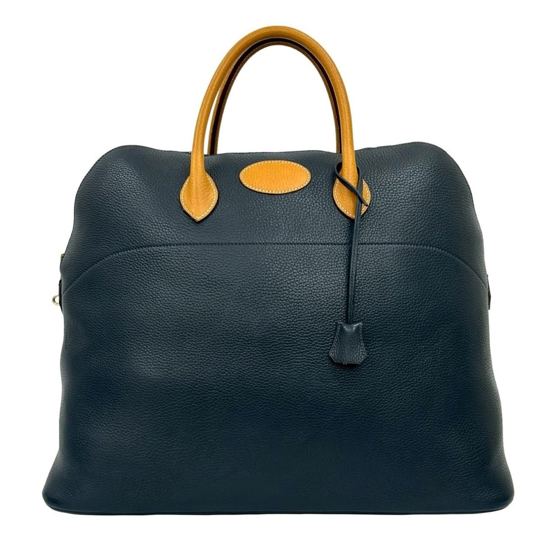 HERMES Bolide 45 Ardennes Leather Handbag, Natural Blue Indigo, 31180, M: --- Catalog ---Category: SizeSize (HxWxD): 36cm x 45cm x 24.5cm / 14.17'' x 17.71'' x 9.64''Category: DesignType: HandbagColor: Beige, NavyGender: WomenMaterial: Ardennes leather Category: GeneralBran