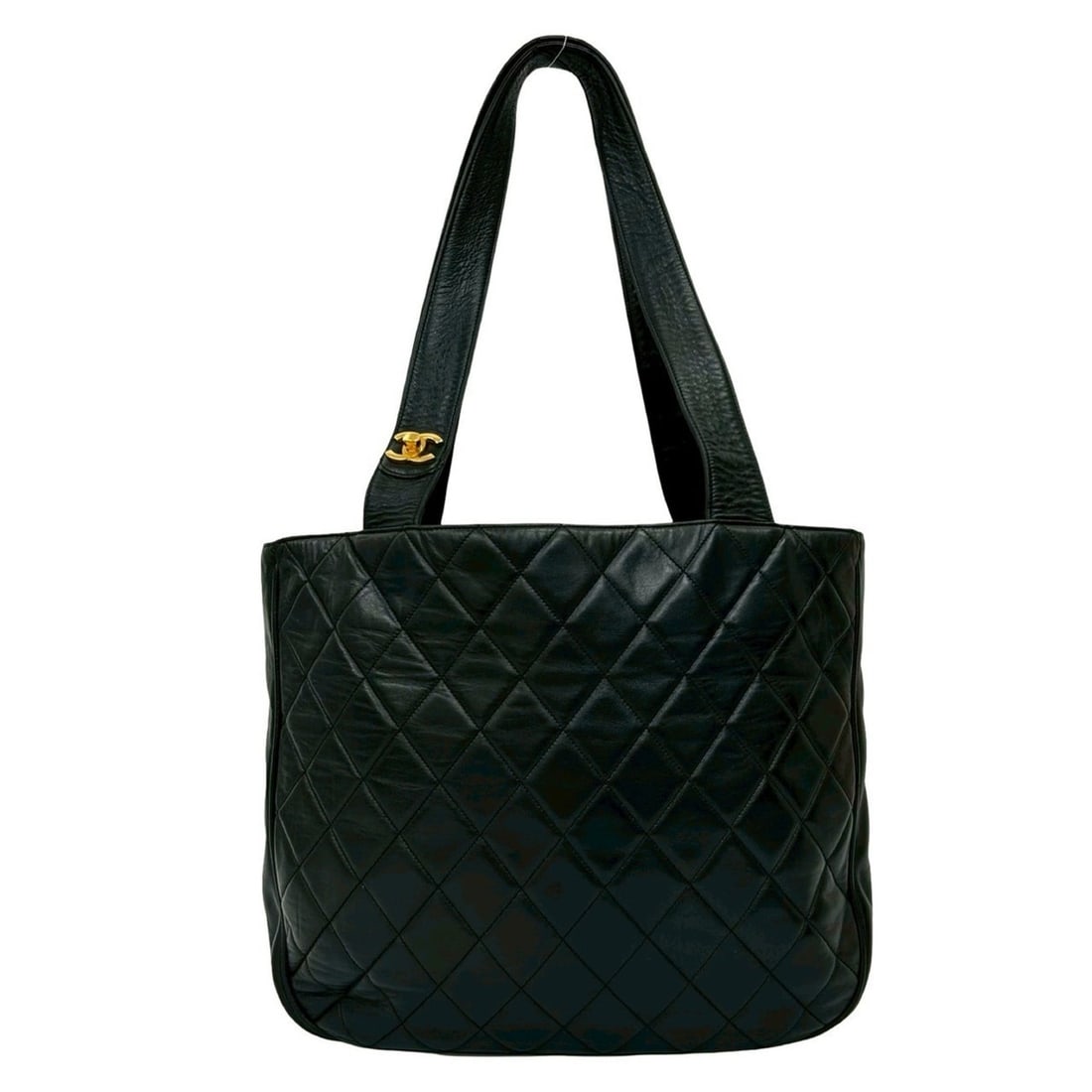 CHANEL Matelasse Coco Mark Lambskin Tote Bag, Black, 49537: --- Catalog ---Category: SizeSize (HxWxD): 30cm x 35cm x 8cm / 11.81'' x 13.77'' x 3.14''Category: DesignType: Handbag, Tote bagColor: BlackGender: WomenMaterial: Leather Leather/Fur Type: LambskinCat