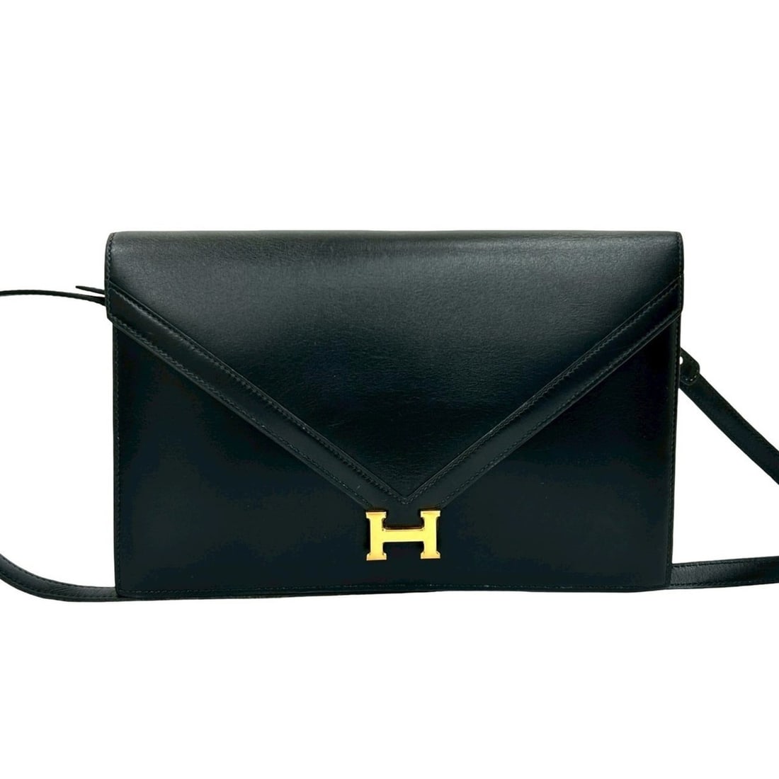 Hermes Hermès Liddy Box Calf Leather Semi-Shoulder Bag Pochette Black g97-4: --- Catalog ---Category: SizeSize (HxWxD): 17cm x 26cm x 4.5cm / 6.69'' x 10.23'' x 1.77''Category: DesignType: Pochette, Shoulder bagColor: BlackGender: WomenMaterial: Leather Category: GeneralBrand: