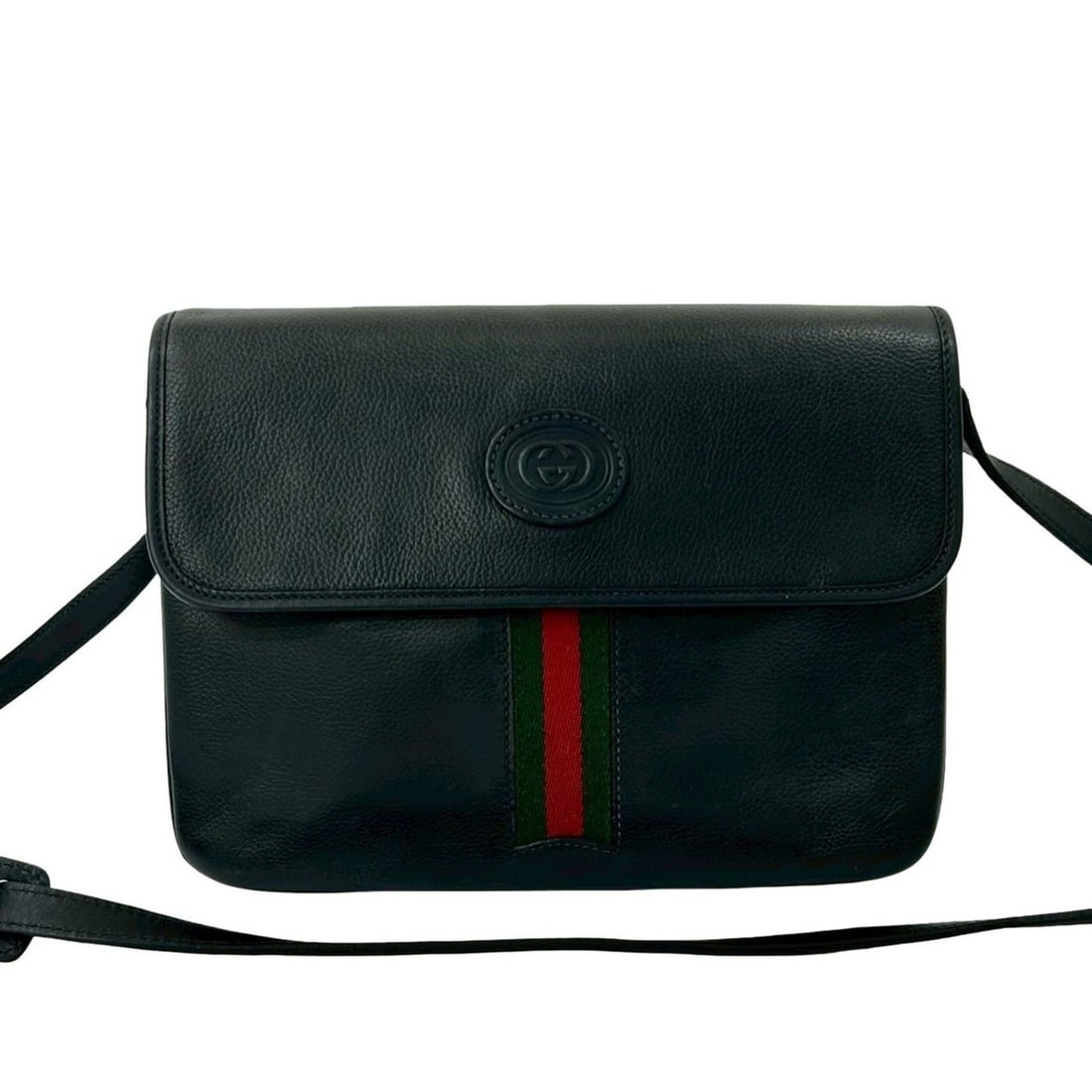 GUCCI Old Gucci Sherry Line GG Logo Leather Shoulder Bag Pochette Black 50742: --- Catalog ---Category: SizeSize (HxWxD): 18cm x 25.5cm x 3cm / 7.08'' x 10.03'' x 1.18''Category: DesignType: Pochette, Shoulder bagColor: Black, Green, Red colorGender: WomenMaterial: Leather Categ