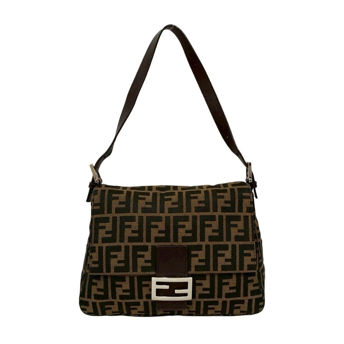 FENDI Mamma Bucket Zucca FF Canvas and Leather Semi-One Shoulder Bag Brown 23961: --- Catalog ---Category: SizeSize (HxWxD): 20cm x 28cm x 11.5cm / 7.87'' x 11.02'' x 4.52''Category: DesignType: Shoulder bagColor: Black, BrownGender: WomenMaterial: Canvas , Leather Category: Genera