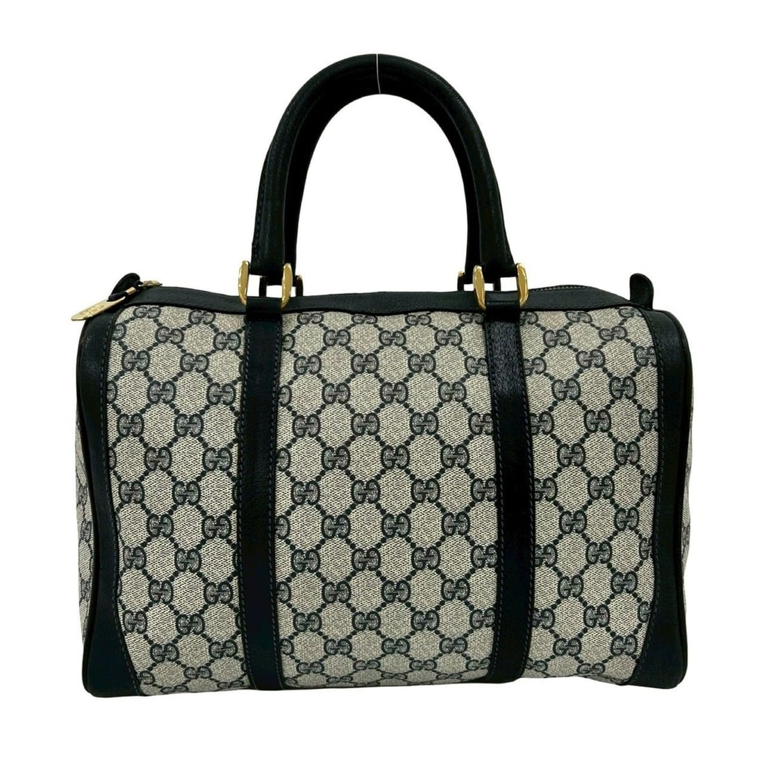 GUCCI Old Gucci GG Leather Handbag, Mini Boston Bag, Tote Navy 67786 (1 of 10)