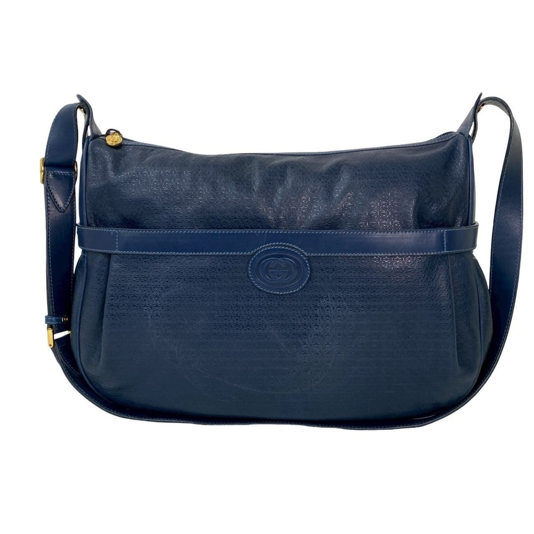 GUCCI Old Gucci GG Leather Shoulder Bag/Body Bag Blue 47866 (1 of 12)