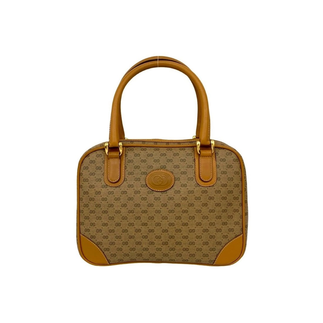 GUCCI Old Gucci Micro GG Logo Leather Handbag/Mini Boston Bag in Brown and Beige (06883): --- Catalog ---Category: SizeSize (HxWxD): 18cm x 24cm x 10cm / 7.08'' x 9.44'' x 3.93''Category: DesignType: Boston bag, HandbagColor: Beige, BrownGender: WomenMaterial: Leather , PVC Category: Gener