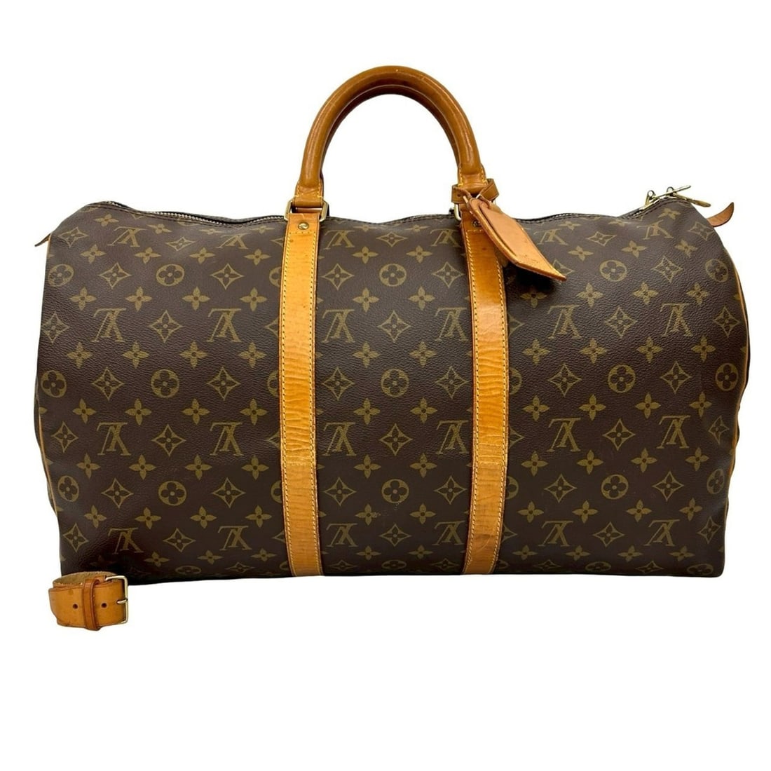 LOUIS VUITTON Keepall 50 Monogram Leather Boston Bag Brown g88-2: --- Catalog ---Category: SizeSize (HxWxD): 28cm x 51.5cm x 22cm / 11.02'' x 20.27'' x 8.66''Category: DesignType: Boston bagColor: BrownGender: WomenMaterial: Leather , PVC Category: GeneralBrand: Lou