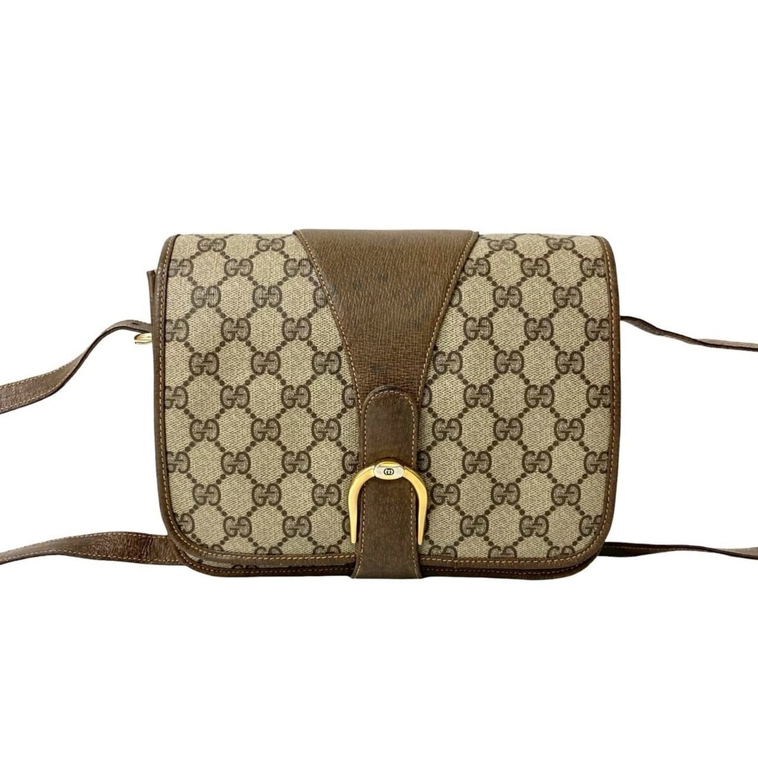 GUCCI Old Gucci GG Logo Leather Shoulder Bag Pochette Sacoche Brown 128-5: --- Catalog ---Category: SizeSize (HxWxD): 18cm x 22cm x 5cm / 7.08'' x 8.66'' x 1.96''Category: DesignType: Pochette, Shoulder bagColor: BrownGender: WomenMaterial: Leather , PVC Category: GeneralBra