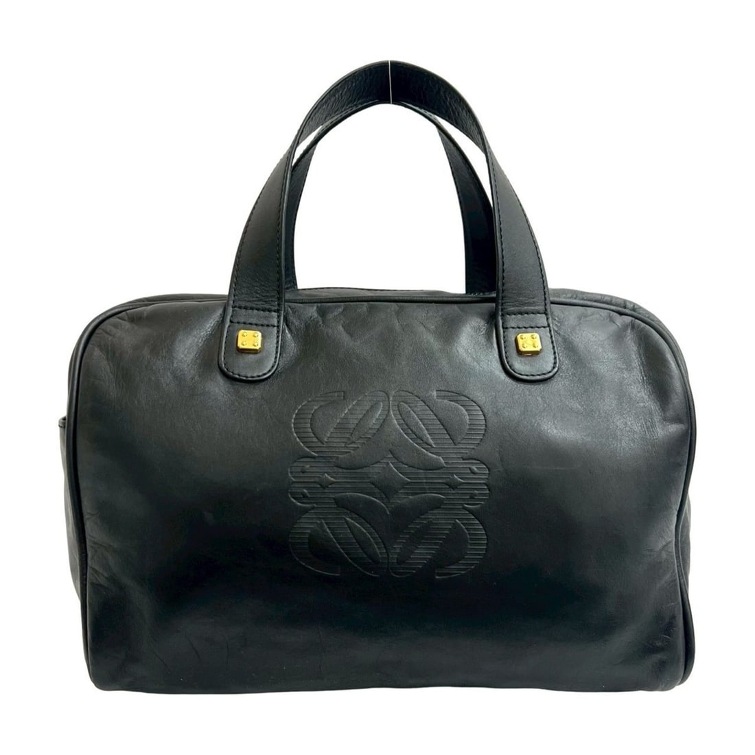 LOEWE Amazona 28 Anagram Logo Leather Handbag/Mini Boston Bag, Black, 32926: --- Catalog ---Category: SizeSize (HxWxD): 16.5cm x 27cm x 15cm / 6.49'' x 10.62'' x 5.9''Category: DesignType: Boston bag, HandbagColor: BlackGender: WomenMaterial: Leather Category: GeneralBrand: Lo