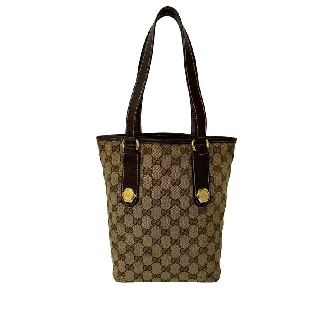 GUCCI GG Canvas Leather Mini Tote Bag, Handbag, Semi-Shoulder Brown, 57141 (1 of 13)
