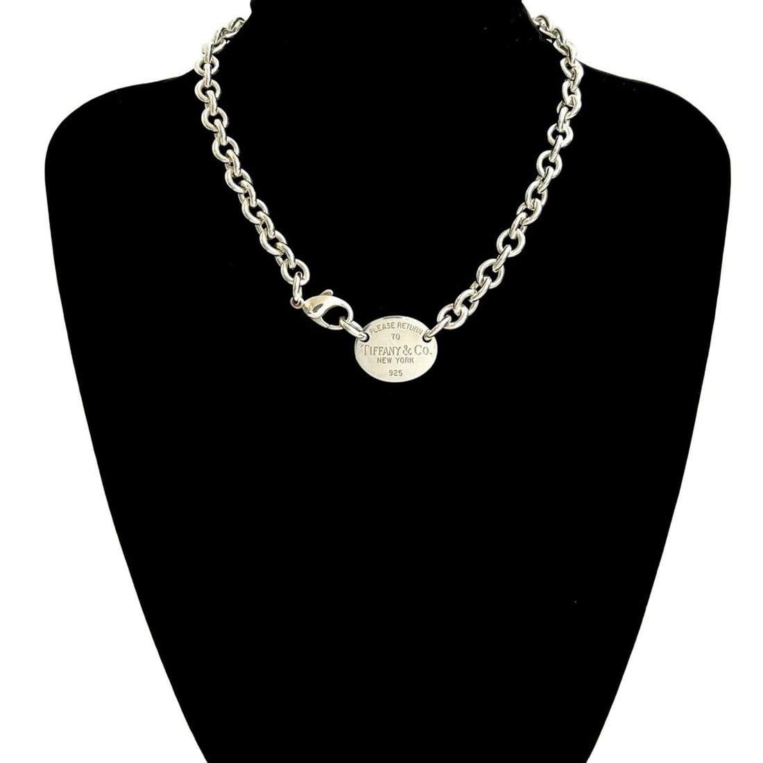 TIFFANY & Co. Tiffany Return to Oval Necklace, 925 Sterling Silver, Chain Pendant, 1526b (1 of 12)