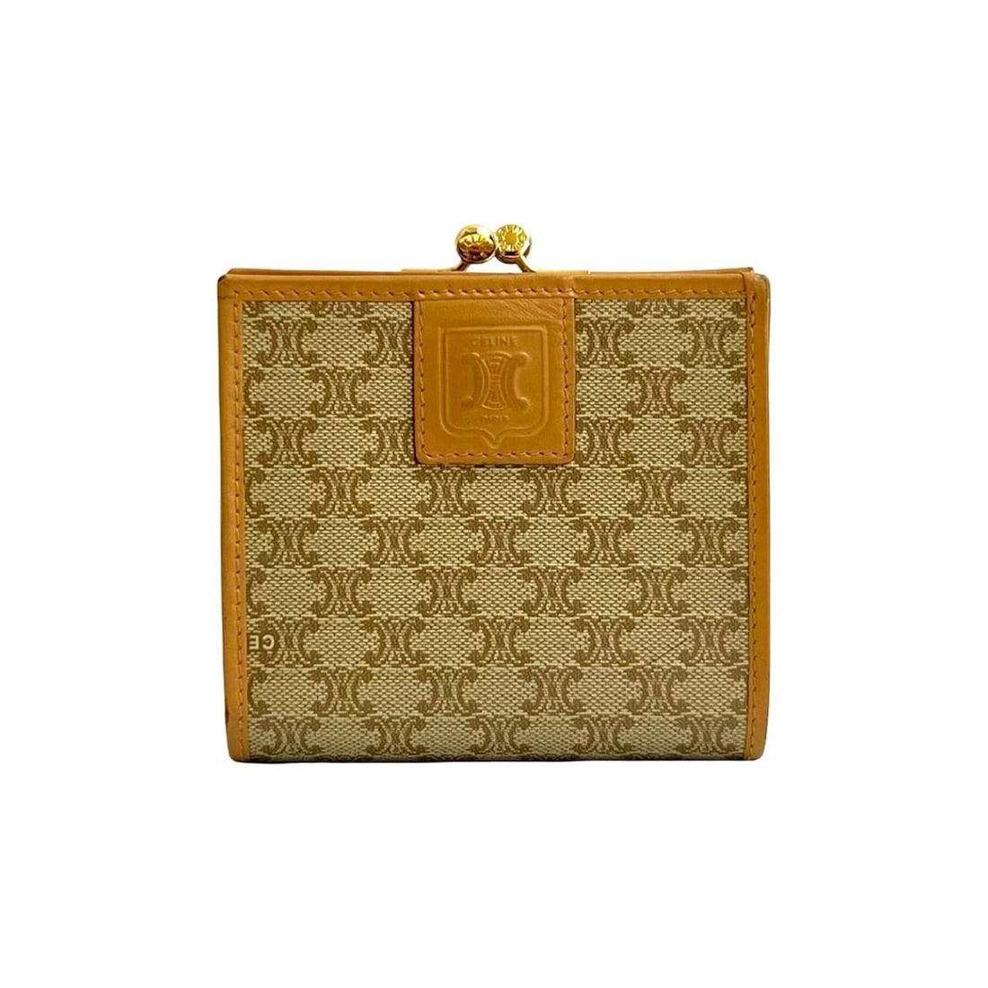 CELINE Macadam Blason Leather Bifold Wallet in Beige and Brown (30573): --- Catalog ---Category: SizeSize (HxWxD): 9.5cm x 10cm x 1.5cm / 3.74'' x 3.93'' x 0.59''Category: DesignType: Wallet (bi-fold)Color: Beige, BrownGender: WomenMaterial: Leather , PVC Category: Genera