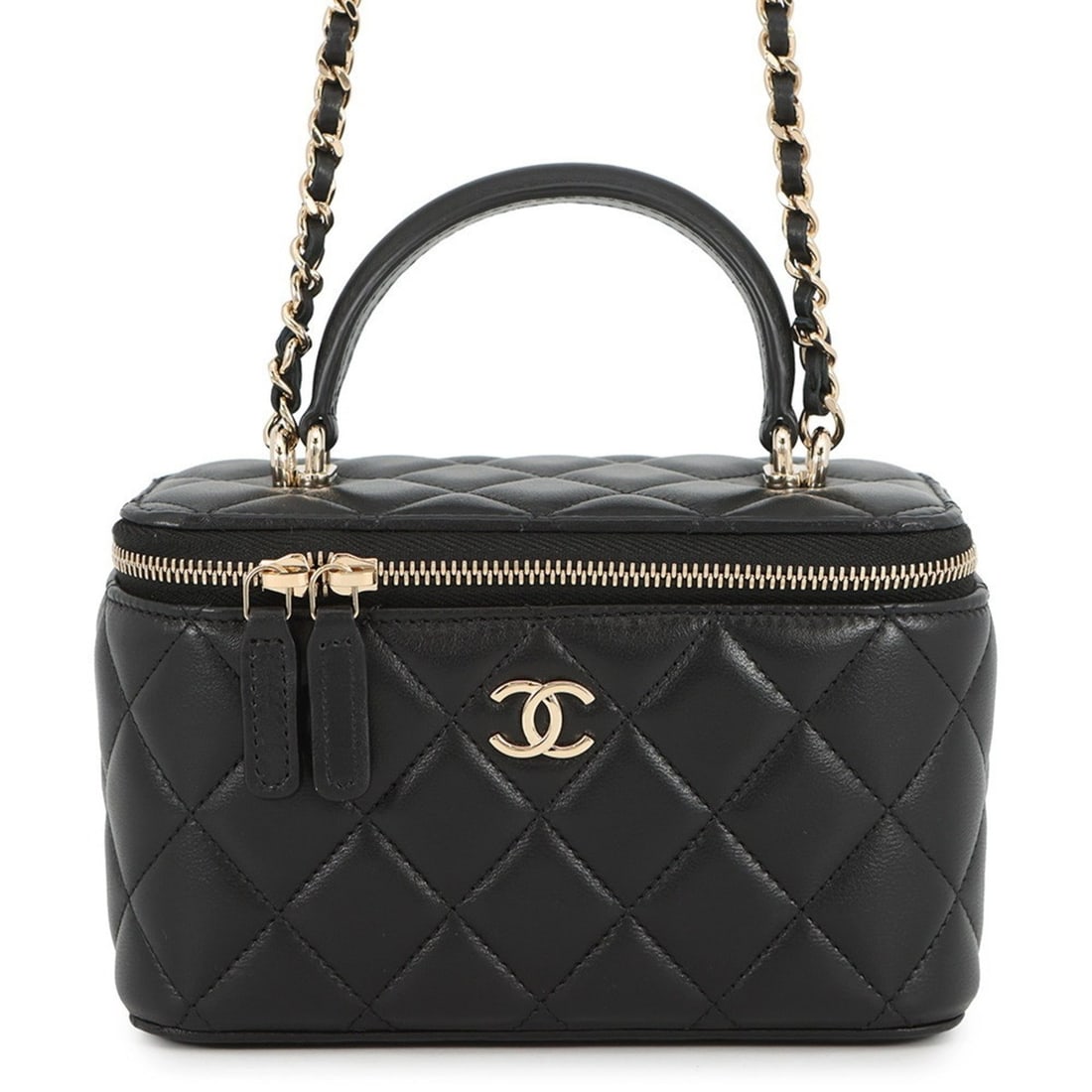 Chanel Chain Shoulder Bag, Matelasse, Coco Mark, Vanity Case, Lambskin, AP2199, Black (1 of 16)