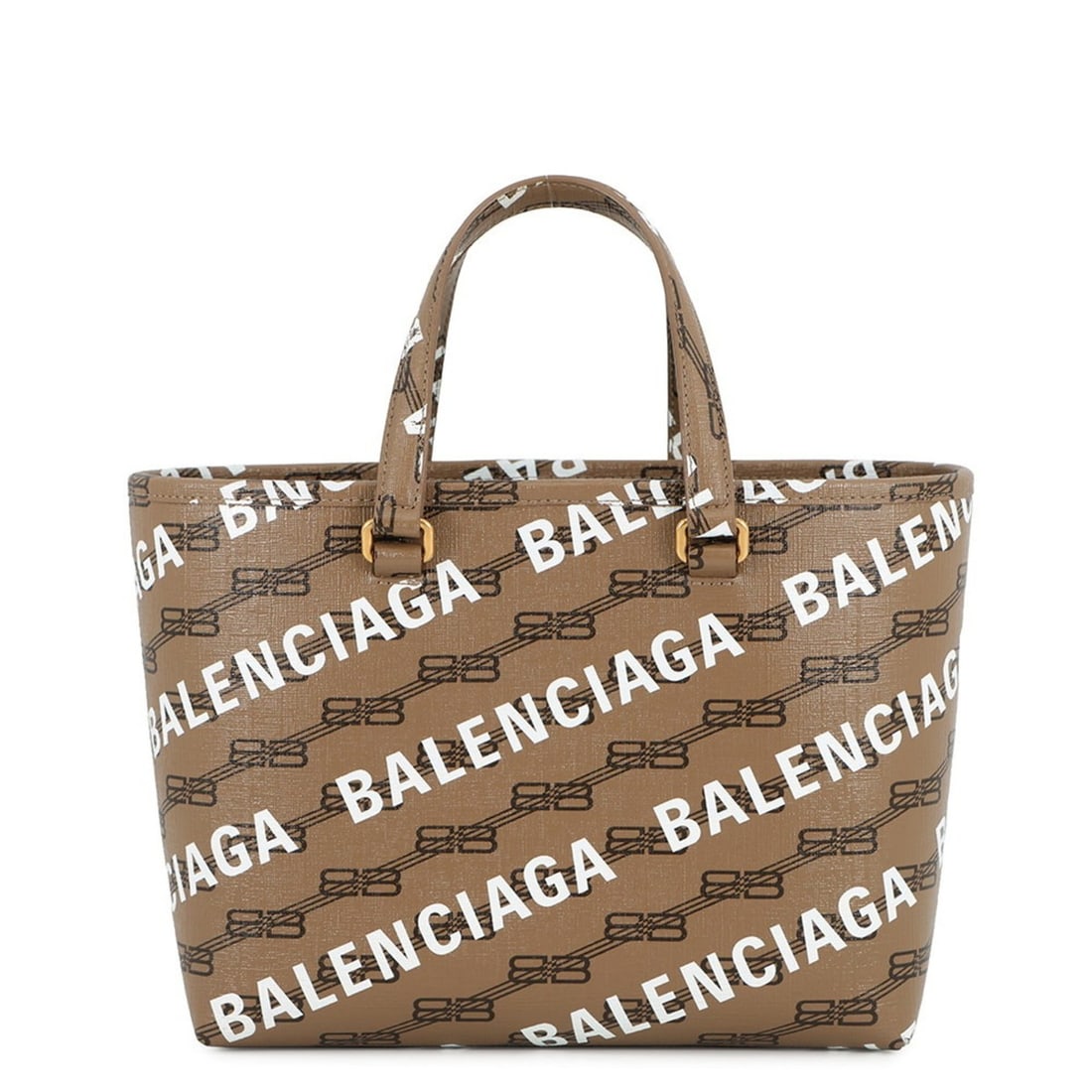 Balenciaga BB Monogram Signature Small Shopper Handbag 702699 2-way Shoulder Bag: --- Catalog ---Category: SizeWeight: 440g / 15.52oz.Size (HxWxD): 19cm x 24cm x 10.5cm / 7.48'' x 9.44'' x 4.13''Category: DesignType: HandbagColor: BrownGender: WomenClosure: OpenMaterial: PVC Catego