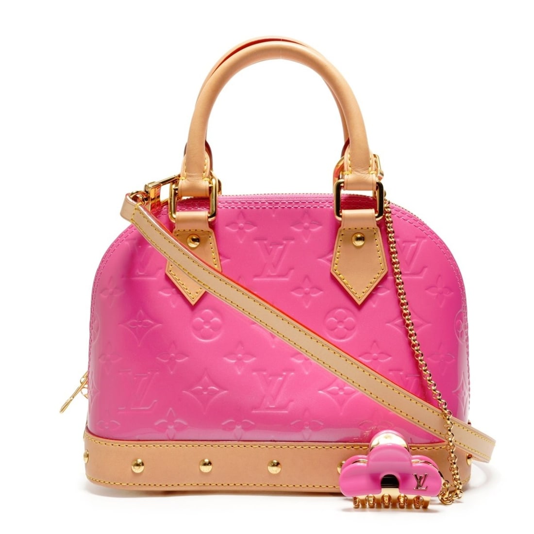 Louis Vuitton 2010-2025 Alma BB Vernis Monogram Shoulder Bag in Pink: --- Catalog ---Category: SizeHandle Drop: 10.00cm / 3.94''Size (HxWxD): 18cm x 24cm x 11cm / 7.08'' x 9.44'' x 4.33''Strap Length: 102cm - 126cm / 40.15'' - 49.6''Category: DesignType: Shoulder bagCol